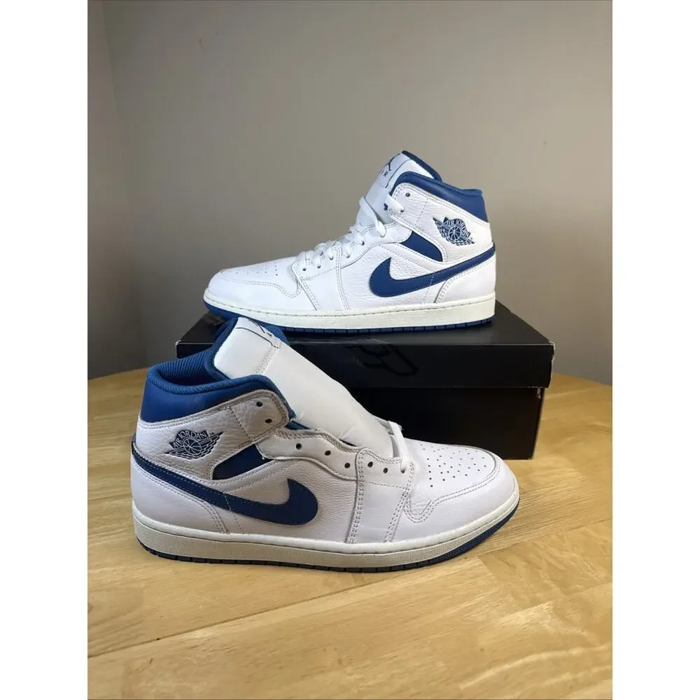 Size 11 - Air Jordan Men’s 1 Mid SE Industrial Blue-sail/white New W BOX